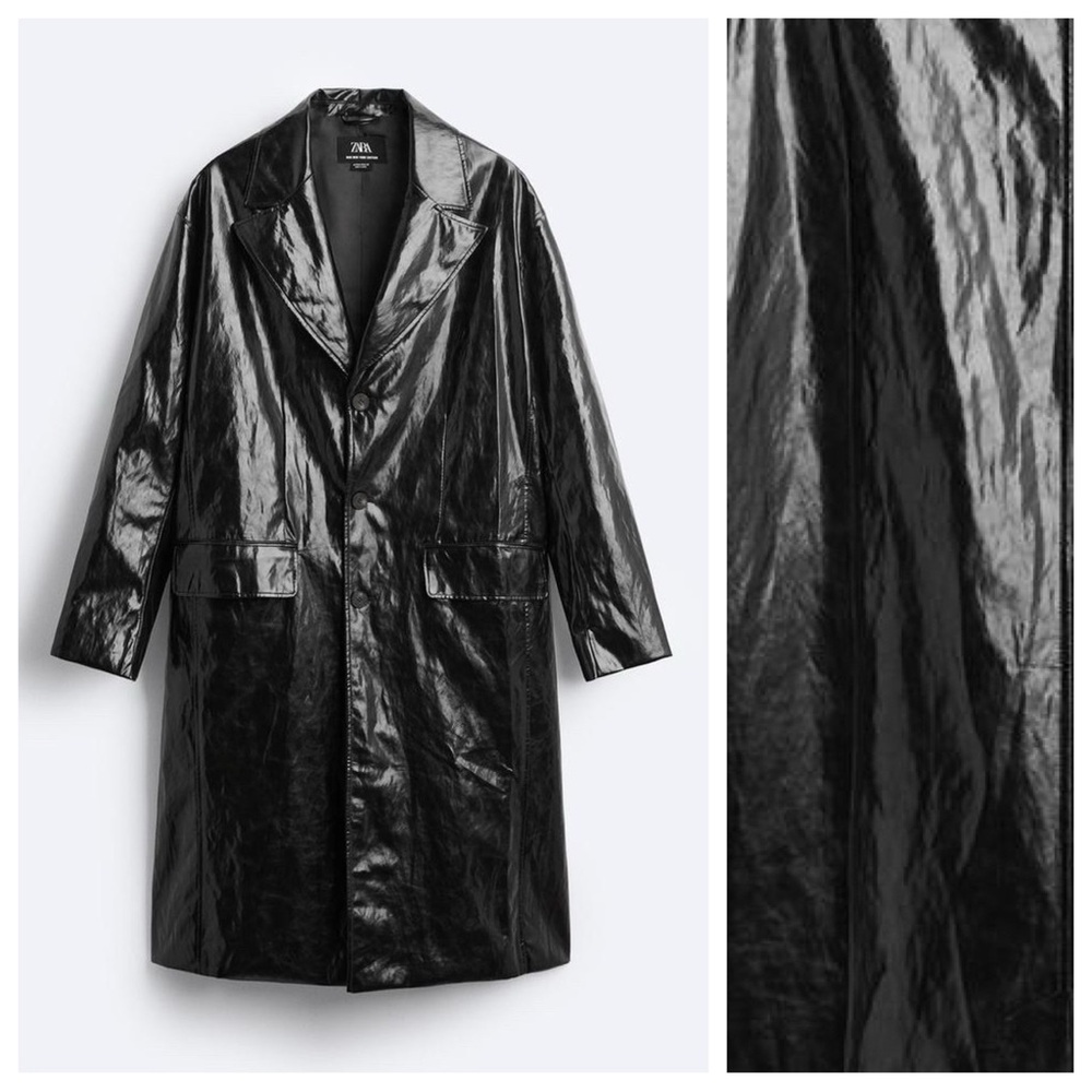 NWOT. Zara Man Limited Edition Shiny Oversized Coat. Size S. - Picture 6 of 15